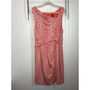 G.I.L.I. Sleeveless Gathered Drape Neck Midi Dress Pink Ruched Womens Size L